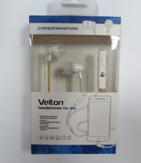 Наушники Velton VLT-M200L (затычки, для мобильных устройств, с микрофоном, 1.2m, white)