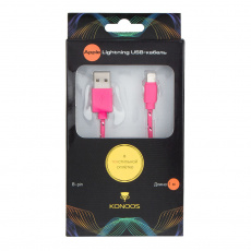 Кабель USB 2.0 Am - Lightning 1.0m (kc-a2usb2ncr, нейлоновая оплётка, crimson) Konoos