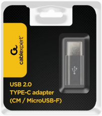 Переходник USB-OTG (A-USB2-CMmF-01, USB Type-C (m) / microUSB (f), black) Cablexpert
