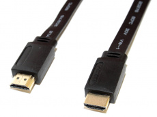 Кабель HDMIm-HDMIm 3.0м (APC-185-003, ver. 1.4b, Ethernet+3D, позолоченные разъёмы, плоский, чёрный) 5bites