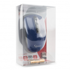 Мышь беспроводная Gembird MUSW-400-B (optical, 1600dpi, 2xAAA, бесшумный клик, black-blue)