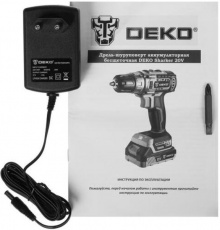 Дрель-шуруповёрт DEKO Loner 20V (085-1005) (безударная, щёточная, реверс, 1350rpm, 45Нм, аккумулятор 2шт. - Li-Ion, 20V, 3.0 Ач)