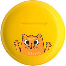 Гарнитура QUMO ViBE (BT 0100) «Cat» (вкладыши, беспроводная, Bluetooth 5.3, с микрофоном, до 4 часов работы от батареи, yellow)