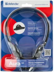 Наушники Defender Aura 101 (накладные открытые, без микрофона, регулятор, 1.8m, black)