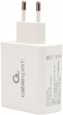 Адаптер питания универсальный Cablexpert MP3A-PC-50 (110-240V - USB, USB Type-C, 5V-3А, 9V-3A, 12V-3A, 15V-3A, 20V-3.25A, 65W, быстрая зарядка, QC4.0, PD3.0, GaN, white)
