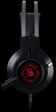 Наушники A4Tech Bloody J437 (полноразмерные закрытые, подключение по USB, с микрофоном, регулятор, игровые, виртуальный объёмный звук 7.1, 1.8m, подсветка, black)