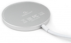 Зарядное устройство Cablexpert MP3A-PC-34 (беспроводное с магнитным выравниванием, 3A, 15W, кабель Type-C 1m, 54x54x5.5mm, white)