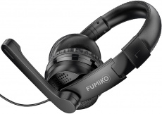 Наушники FUMIKO PATRIOT (FGH06-01, полноразмерные закрытые, с микрофоном, регулятор, игровые, 1.2m, black)