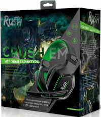 Наушники Smartbuy Rush Crush em SBHG-9640 (полноразмерные закрытые, с микрофоном, регулятор, игровые, 2.4m, black-green)