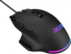 Мышь Acer OMW180 (USB, optical, 6400dpi, игровая, RGB подсветка, 1.8m, soft-touch, black)