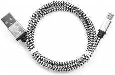 Кабель USB 2.0 Am - micro USB 1.0m (CC-mUSB2sr 1m, медь, нейлоновая оплетка, silver) Cablexpert