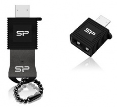 Флеш накопитель USB 2.0 32Gb Silicon Power Mobile Touch T01 OTG (MicroUSB Reader, black)