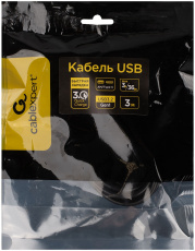 Кабель USB 3.0 Am - USB3.0 Type-C 3.0m (CCP-USB3-AMCM-3M, медь, 3A, 36W, быстрая зарядка, экранированный, QC3.0, black) Cablexper