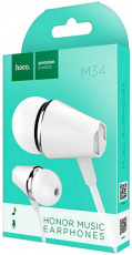 Наушники Hoco M34 (затычки, для мобильных устройств, с микрофоном, 1.2m, white)