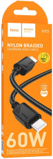 Кабель USB 2.0 Type-C - Type-C 1.0m (X113 Beneficio, 3A, 60W, нейлоновая оплётка, black) hoco