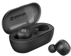 Гарнитура Defender Twins 638 (затычки, беспроводная, Bluetooth 5.0, с микрофоном, до 2 часов работы от батареи, black)