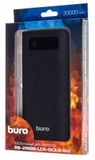 Внешний аккумулятор Buro RB-20000-LCD-QC3.0-I&0 (литий-ионный, 20000mAh, 3*USB - 1.5-3A max, вход 1.5-3А, black-grey)