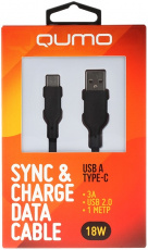 Кабель USB 2.0 Am - Type-C 1.0m (32957, 3A, 18W, быстрая зарядка, силиконовый, black) QUMO