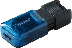 Флеш накопитель USB 3.2 64Gb Kingston DataTraveler 80M (DT80/64GB, OTG Type-C, 200MB/s, black-blue)