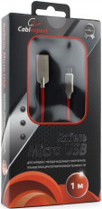 Кабель USB 2.0 Am - micro USB 1.0m (CC-P-mUSB02R-1M, серия Platinum, нейлоновая оплётка, red) Cablexpert
