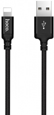 Кабель USB 2.0 Am - Lightning 2.0m (X14 Times Speed, нейлоновая оплётка, black) hoco