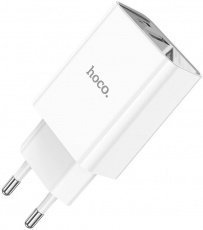 Адаптер питания скоростной hoco C100A (110-240V - 2x USB, USB Type-C, 5V-3А, 9V-2.2A, 12V-1.7A, 30W, быстрая зарядка, QC3.0, PD, white)