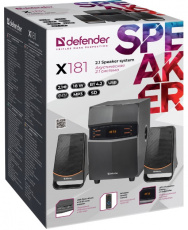 Колонки Defender X181 (18W, Bluetooth 5.0, ПДУ, FM, USB, SD, MP3, black)