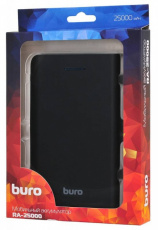 Внешний аккумулятор Buro RA-25000 (литий-ионный, 25000mAh, 2*USB - 2.1A+1A, вход 1.5А, black-grey)