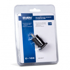 Зарядное устройство от прикуривателя SVEN C-103 (2 USB разъёма, 1A+1A, black)