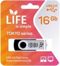 Флеш накопитель USB 2.0 16Gb LIFE TOKYO (LF16TOBLACK-01, black)