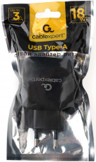 Адаптер питания скоростной Cablexpert MP3A-PC-41 (100-240V - USB, 5V-3А, 9V-2A, 12V-1.5A, 18W, быстрая зарядка, QC3.0, black)
