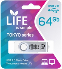 Флеш накопитель USB 2.0 64Gb LIFE TOKYO (LF64TOWHITE-01, white)