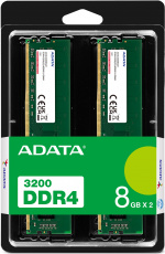 Память DDR4 16Gb PC25600, 3200MHz, ADATA (AD4U32008G22-DTGN, 2x8Gb, 1.2V)
