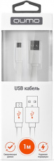 Кабель USB 2.0 Am - micro USB 1.0m (20516, 2A, 10W, PVC, плоский, white) QUMO