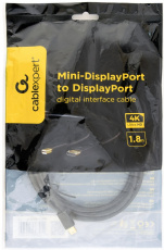 Кабель miniDisplayPort (m) - DisplayPort (m) 1.8m (CCP-mDP2-6, 4K, v.1.2, с позолоченными контактами, экранированный, black) Cablexpert