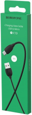 Кабель USB 2.0 Am - microUSB 1.0m (BX19 Benefit, 2.4A, black) Borofone