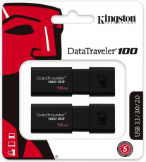 Флеш накопитель USB 3.1 32Gb Kingston DT100 G3 (DT100G3/32GB-2P, 2 шт., black)