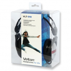 Наушники Velton VLT-918 (полноразмерные закрытые, с микрофоном, 2.5m, black-silver)