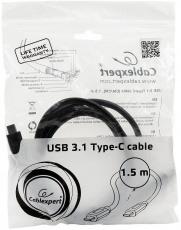 Кабель USB 3.1 Type-C - Type-C 1.5m (CCP-USB3.1-CMCM-5, медь, 3А, 36W, быстрая зарядка, QC3.0, PD, двойное экранирование, black) Cablexpert