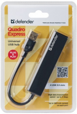 USB 3.0 HUB Defender Quadro Express (4 порта, активный, black)