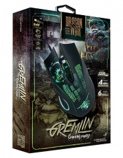 Мышь Qumo  Gremlin M37 (USB, optical, 3200dpi, 4 цвета подсветки, 1.65m, black)