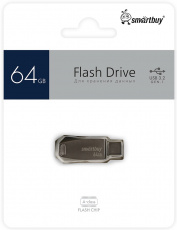 Флеш накопитель USB 3.2 64Gb Smartbuy Dock Series (SB64GBMC35, OTG, USB A + USB Type-C, silver)