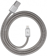 Кабель USB 2.0 Am - Lightning 1.2m (U5 Full-Metal, 2.4A, пружинная оплётка, silver) hoco