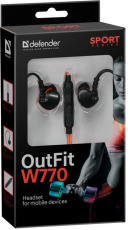 Гарнитура Defender OUTFIT W770 (затычки, для мобильных устройств, с микрофоном, 1.5m, black-orange)
