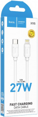 Кабель USB 2.0 Type-C - Lightning 1.0m (X115 Surpass, 3A, 27W, быстра зарядка, PD, white) hoco