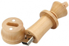 Флеш накопитель - Брелок USB 2.0 32Gb (белый шахматный король, дерево)