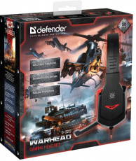 Наушники Defender Warhead G-320 (накладные закрытые, с микрофоном, 1.8m, промо-код "War Thunder", black-red)