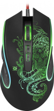 Мышь Defender Venom GM-640L (USB, optical, 7200dpi, игровая, подсветка, программируемая, soft-touch, промо-код "Crossout", 1.5m, black)
