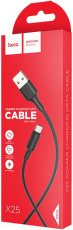Кабель USB 2.0 Am - Type-C 1.0m (X25 Soarer, медь, 3A, быстрая зарядка, black) hoco