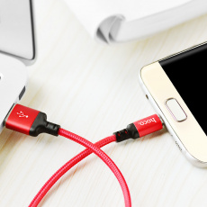 Кабель USB 2.0 Am - micro USB 1.0m (X14 Times Speed, 2A, нейлоновая оплётка, red-black) hoco